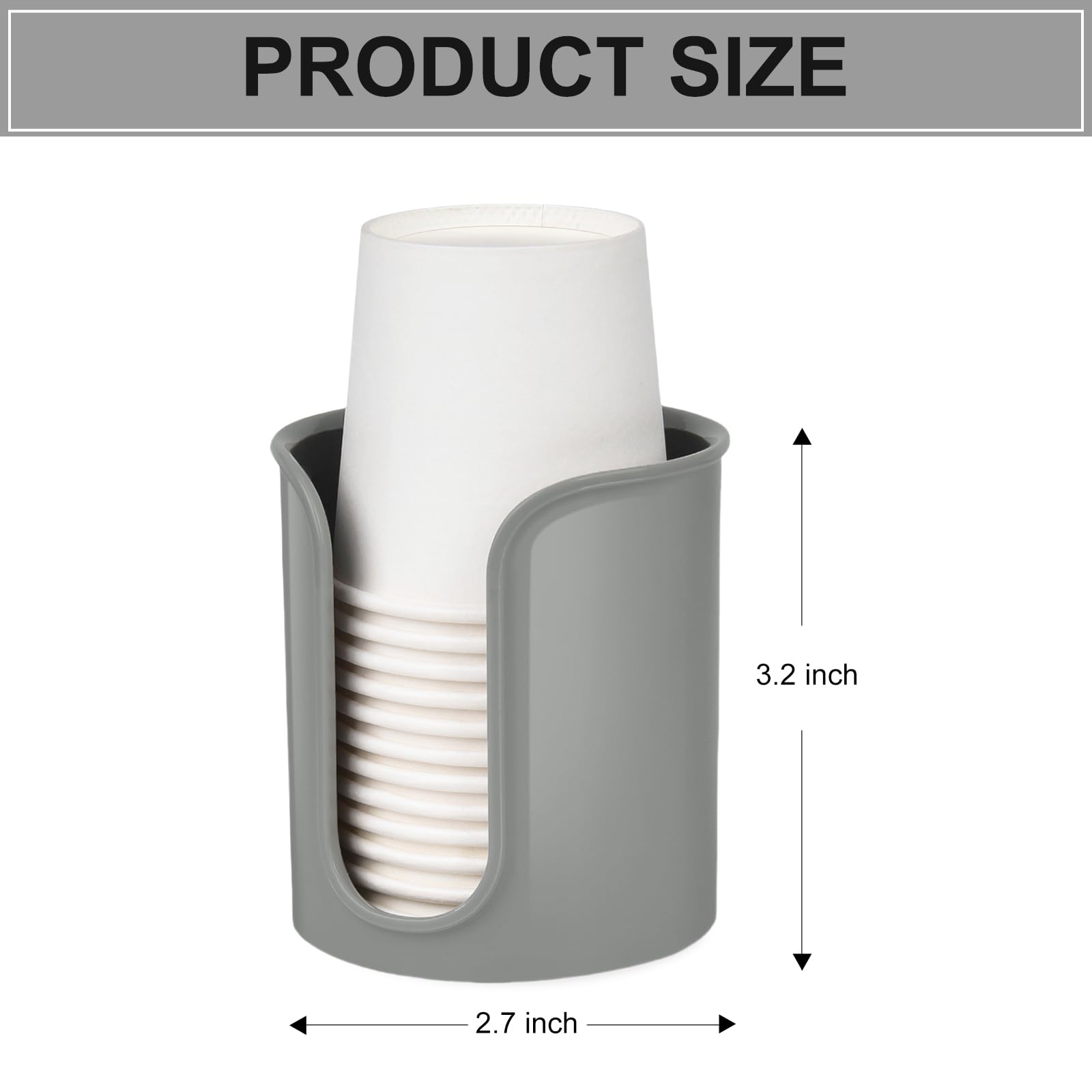 Byaway Cup Dispenser For Bathroom,Gray Bathroom Cup Holder,Small Paper Cup Dispenser Holder,Plastic Mouthwash Cup Dispenser For